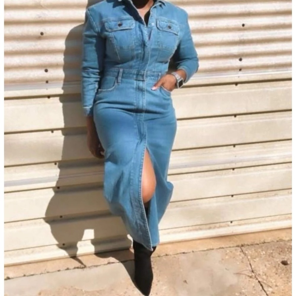 Universal Thread Denim Maxi Dress Size 12R Boho Western Cowgirl Core